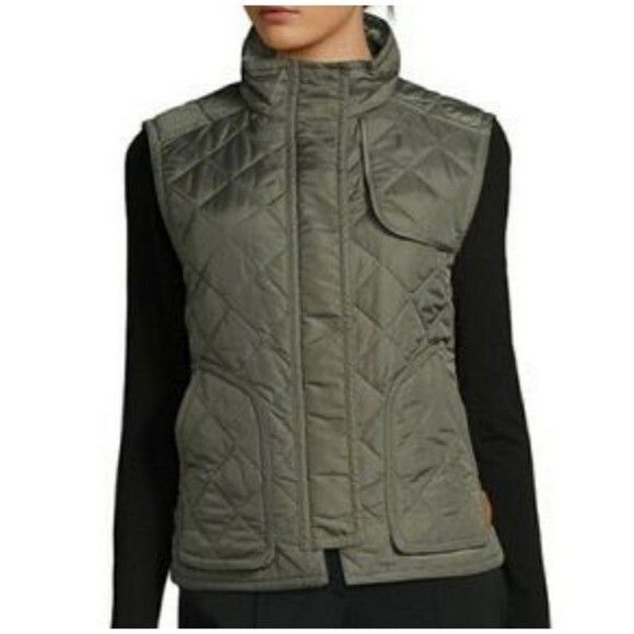 Coach Diamond Quilted Vest Size XS Military Green Womens - Picture 1 of 8